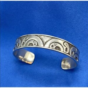 Sterling Silver Mother & Baby ELEPHANT Cuff Bracelet 925